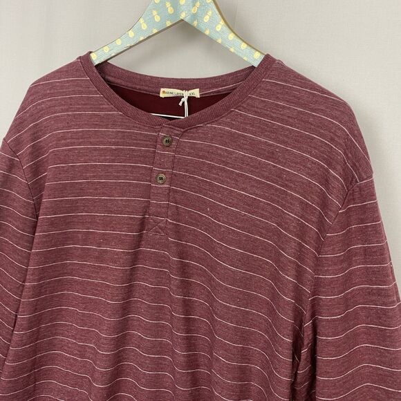 Marine Layer Top Womens XXL Red Double Knit Henley Striped Soft Cozy 13678 NEW - Picture 2 of 12